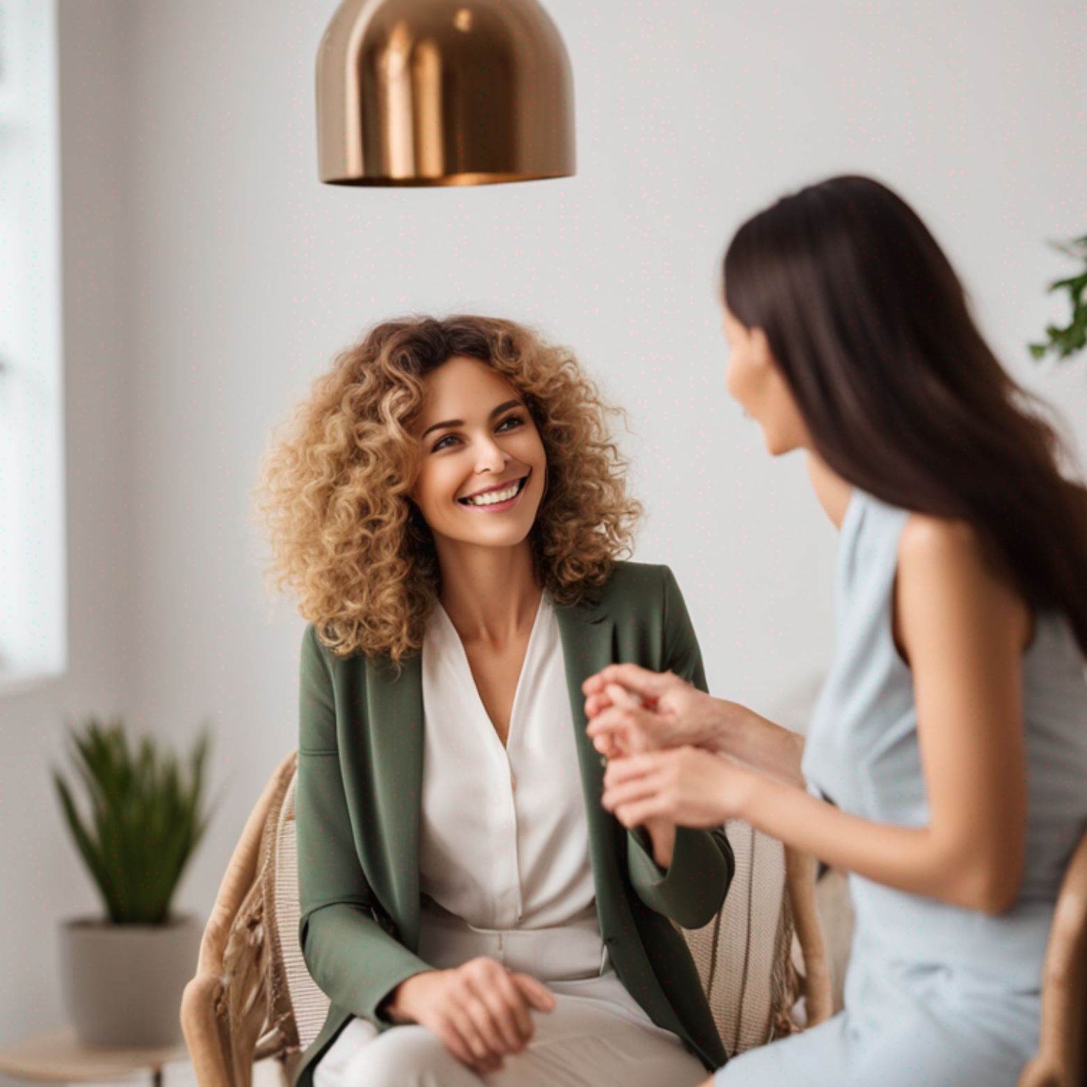 Female therapist chatting with client